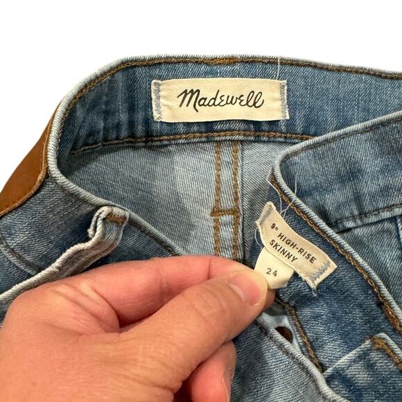 Madewell 9" High Rise Light Wash Skinny Jeans Size 24 Raw Hem Ankle - Picture 3 of 6